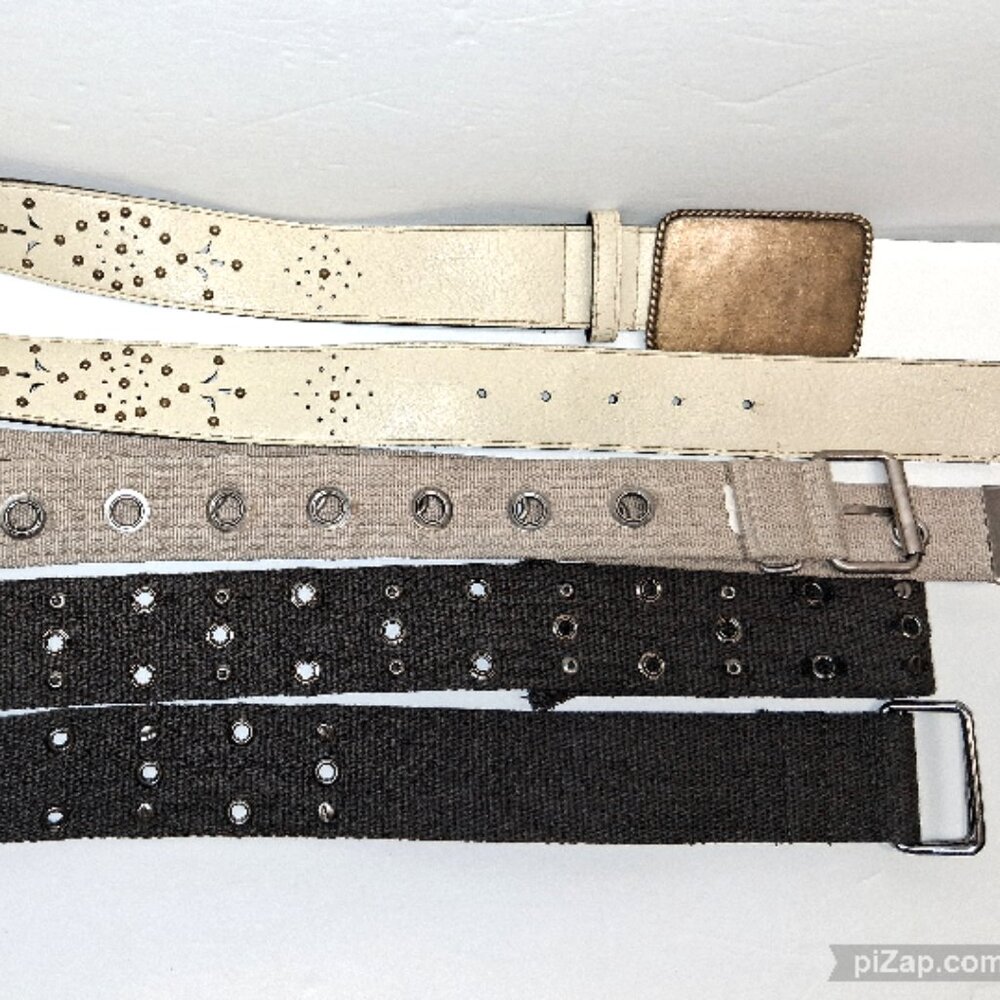 Set of 3 Women's Belts Brown Beige Tan Studded Belts Good Condition Size 32" 35"
